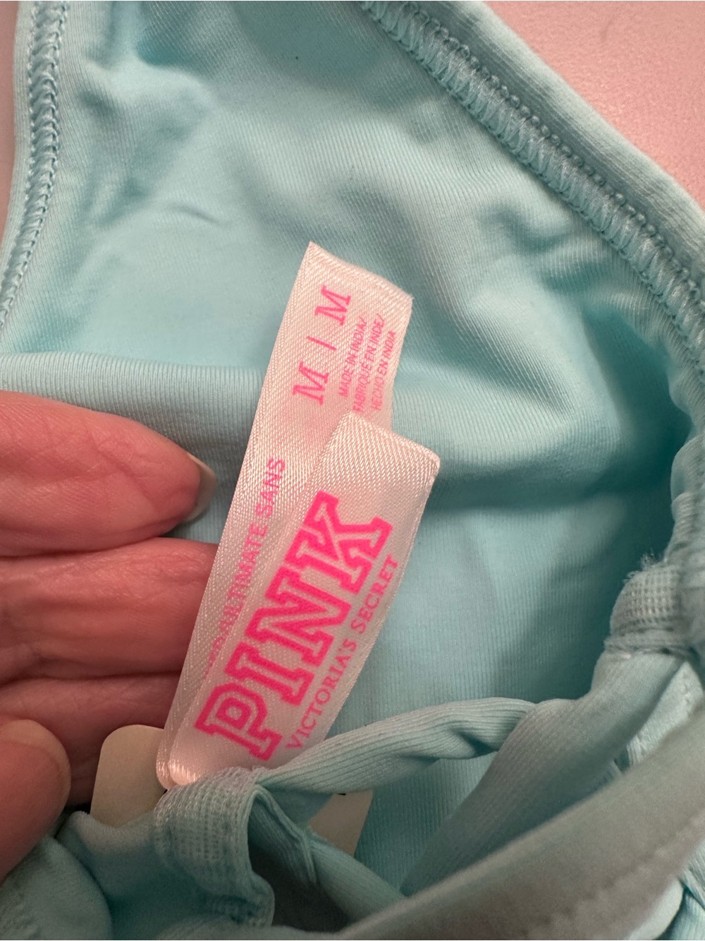 PINK Victoria's Secret Aqua Sports Bralette with Striped Elastic Band - Picture 4 of 7